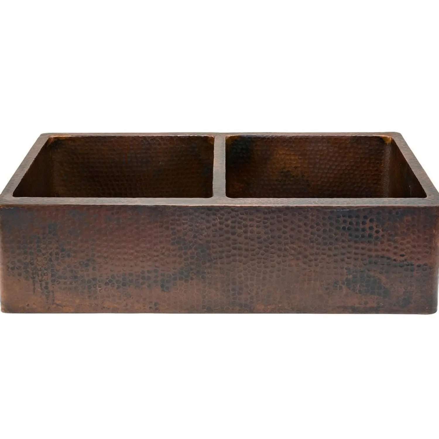 Hot 33" Hammered Copper Kitchen Apron 50/50 Double Basin Sink Double Bowl Sinks|Apron Front / Farmhouse Sinks
