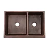 Clearance 33" Hammered Copper Kitchen Apron 60/40 Double Basin Sink Double Bowl Sinks|Apron Front / Farmhouse Sinks