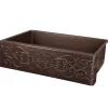 Outlet 33" Hammered Copper Kitchen Apron Single Basin Sink with Scroll Design Single Bowl Sinks|Apron Front / Farmhouse Sinks