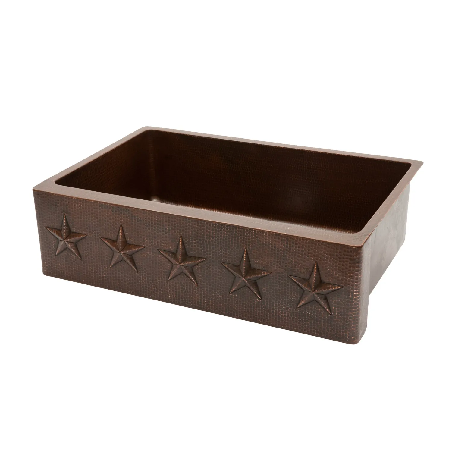 Hot 33" Hammered Copper Kitchen Apron Single Basin Sink with Star Design Single Bowl Sinks|Apron Front / Farmhouse Sinks