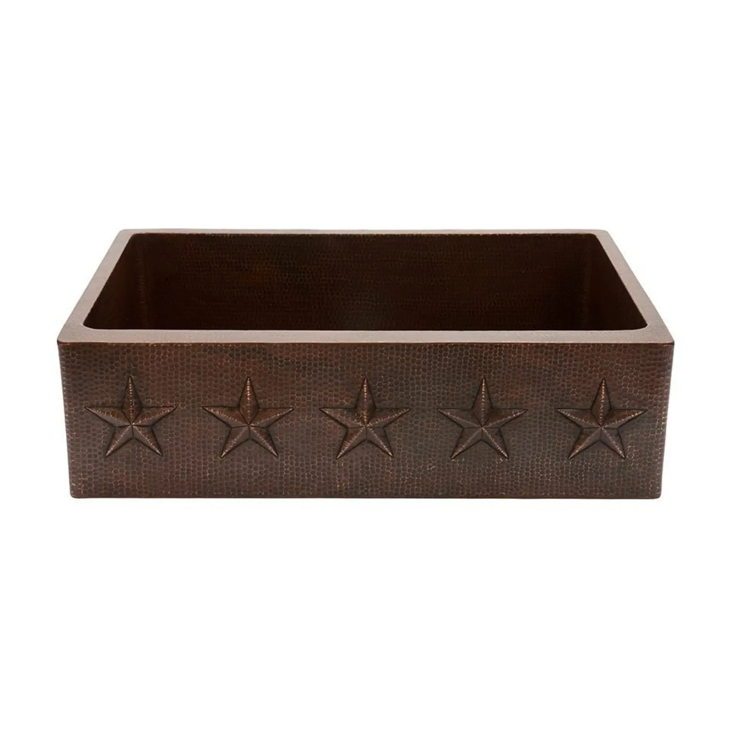 Hot 33" Hammered Copper Kitchen Apron Single Basin Sink with Star Design Single Bowl Sinks|Apron Front / Farmhouse Sinks
