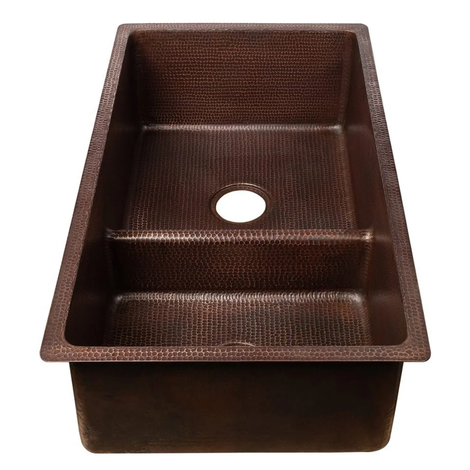 Outlet 33" Hammered Copper Kitchen 60/40 Double Basin Sink with Short 5" Divider Double Bowl Sinks