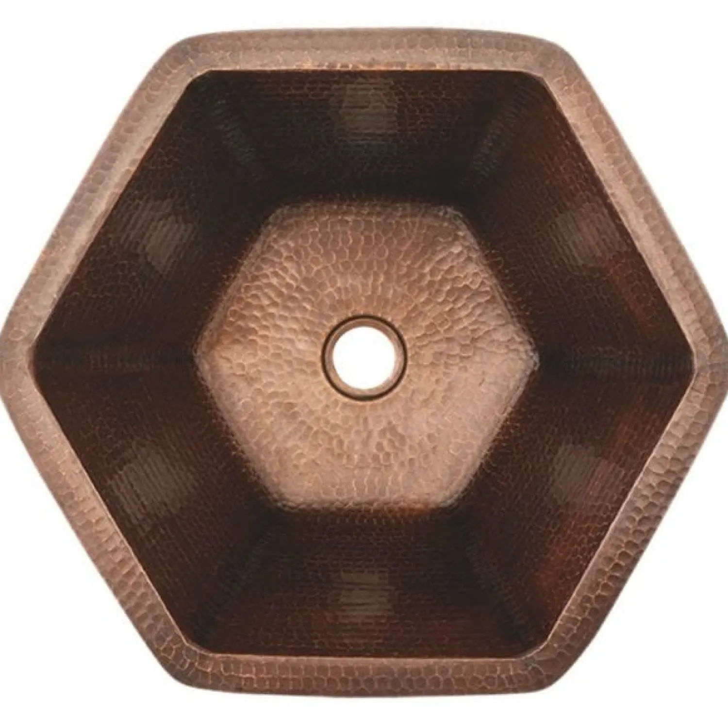 Hot Hexagon Under Counter Hammered Copper Sink Undermount