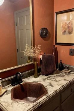 Hot Hexagon Under Counter Hammered Copper Sink Undermount