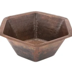 Hot Hexagon Under Counter Hammered Copper Sink Undermount