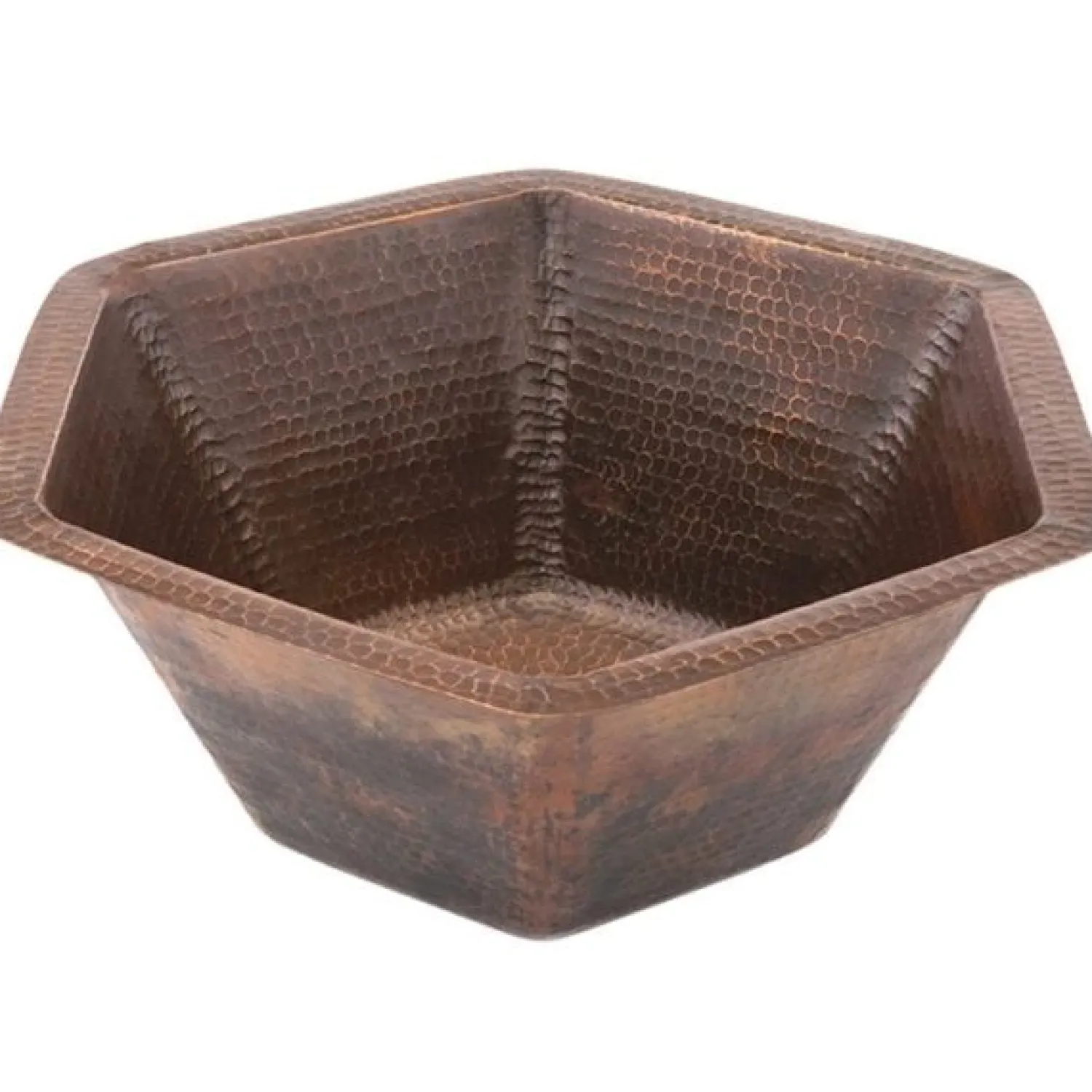 Hot Hexagon Under Counter Hammered Copper Sink Undermount