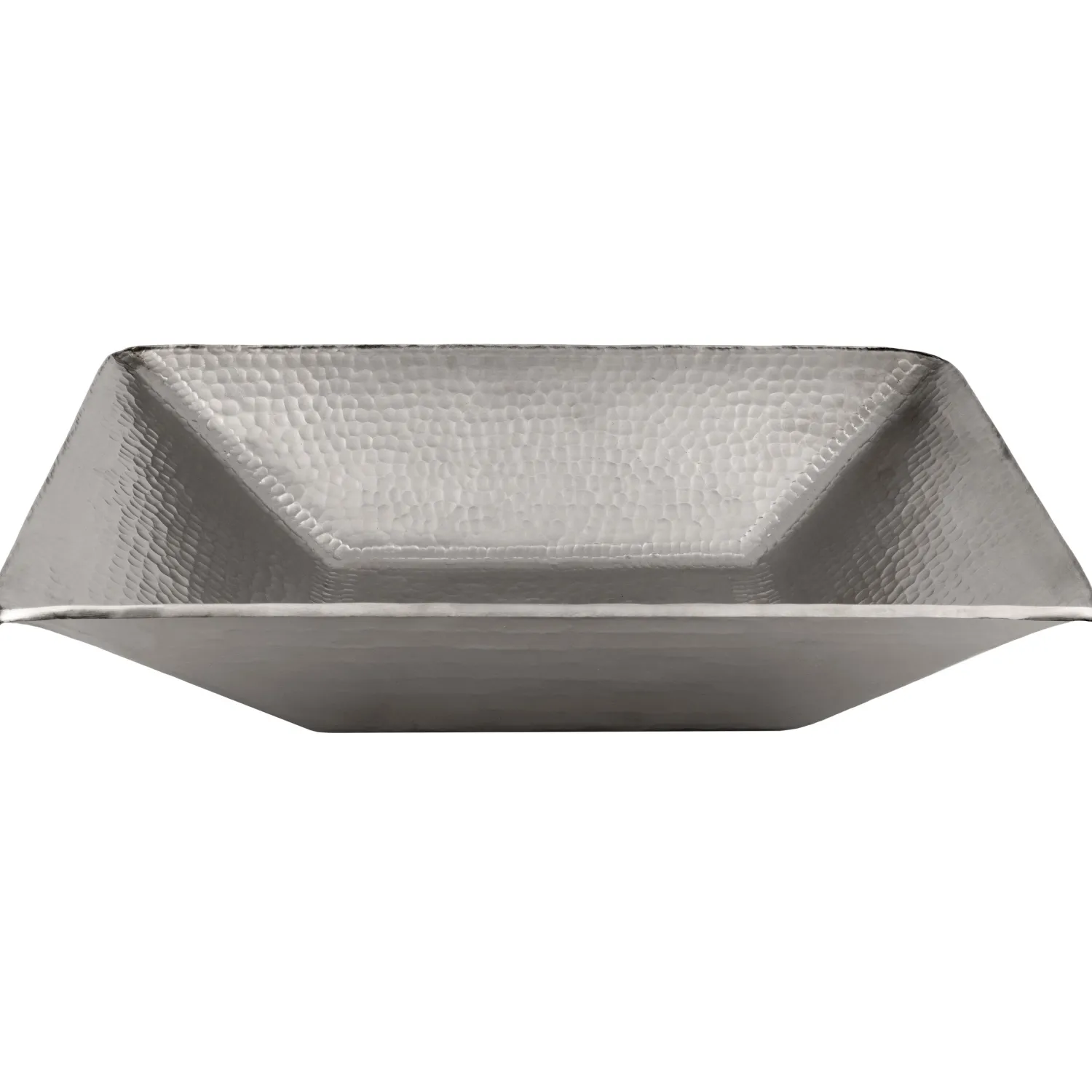 Clearance Modern Rectangle Hand Forged Old World Copper Vessel Sink in Nickel Above Counter / Vessel Sinks