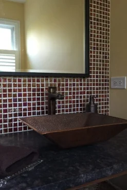 New Modern Rectangle Hand Forged Old World Copper Vessel Sink Above Counter / Vessel Sinks