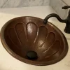 Best Oval Sunburst Under Counter Hammered Copper Sink Undermount