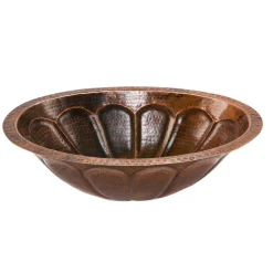 Best Oval Sunburst Under Counter Hammered Copper Sink Undermount