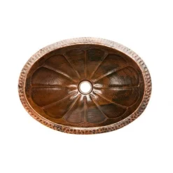 Best Oval Sunburst Under Counter Hammered Copper Sink Undermount