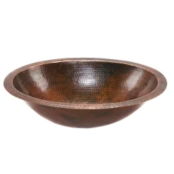 Sale Oval Under Counter Hammered Copper Bathroom Sink Undermount