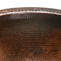 Sale Oval Under Counter Hammered Copper Bathroom Sink Undermount