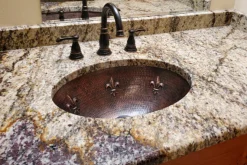 Discount Oval Fleur De Lis Under Counter Hammered Copper Sink Undermount