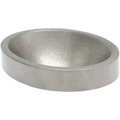 Clearance Oval Skirted Vessel Hammered Copper Sink in Nickel Semi-Recessed Sinks|Above Counter / Vessel Sinks