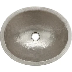 Clearance Oval Skirted Vessel Hammered Copper Sink in Nickel Semi-Recessed Sinks|Above Counter / Vessel Sinks