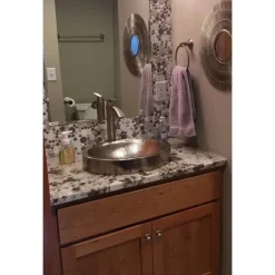 Clearance Oval Skirted Vessel Hammered Copper Sink in Nickel Semi-Recessed Sinks|Above Counter / Vessel Sinks