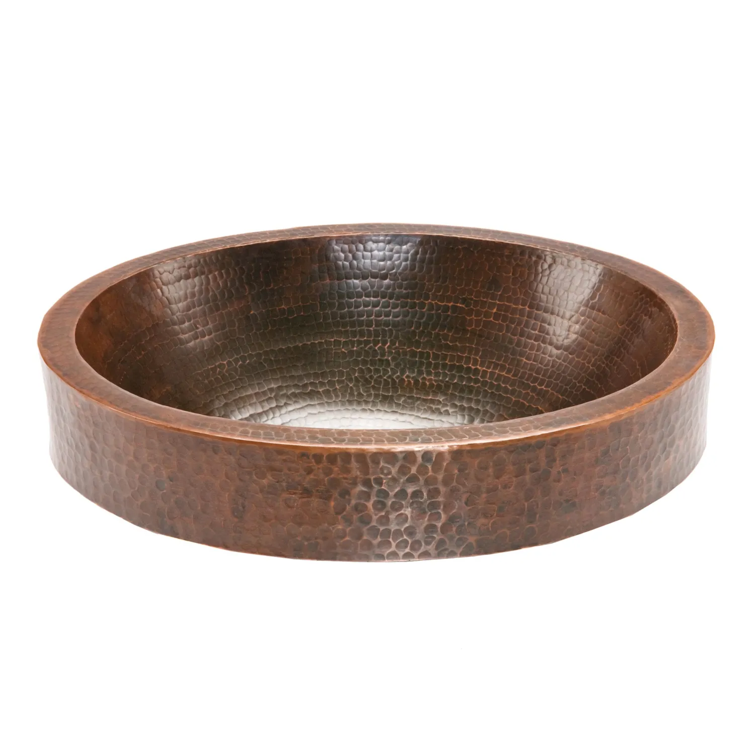 Hot Oval Skirted Vessel Hammered Copper Sink Semi-Recessed Sinks