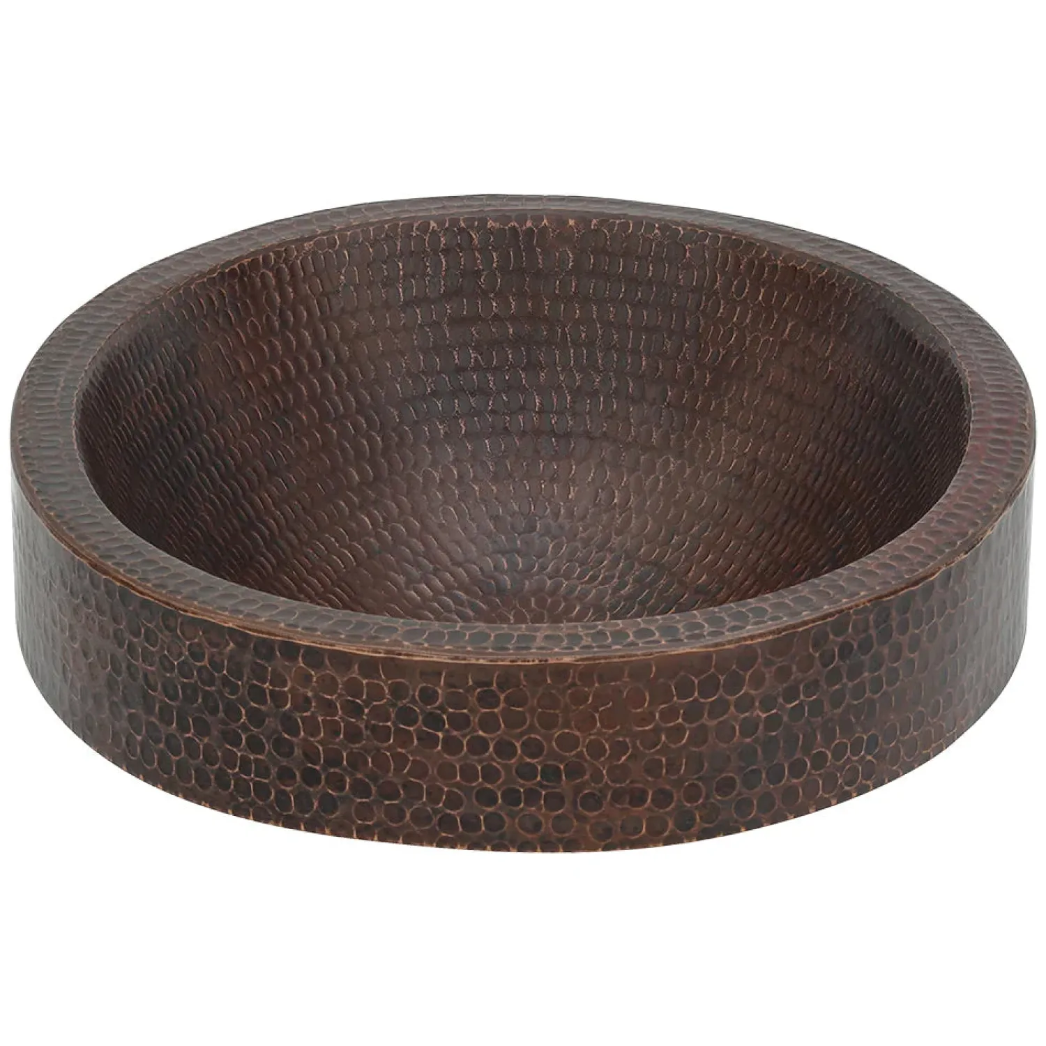 Hot Oval Skirted Vessel Hammered Copper Sink Semi-Recessed Sinks