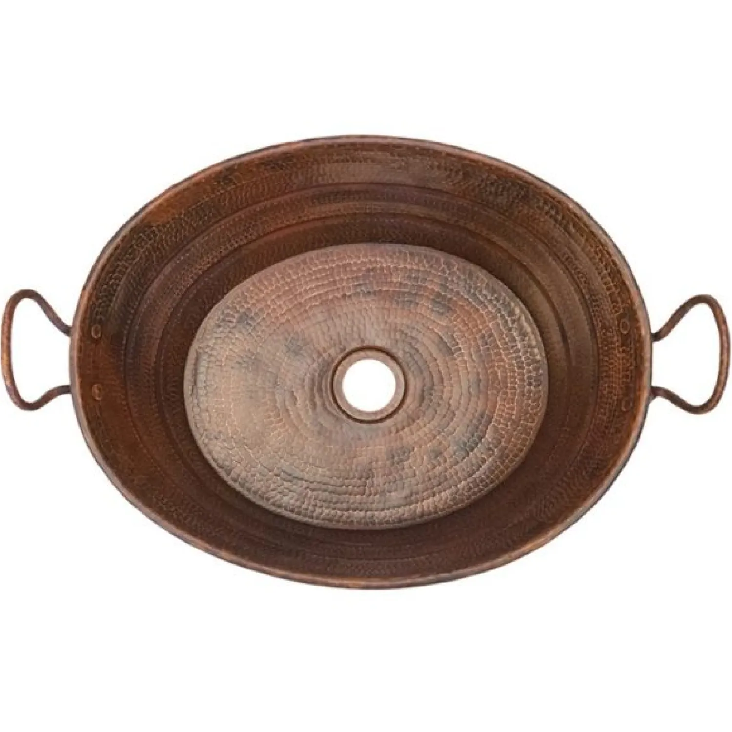 Sale Oval Bucket Vessel Hammered Copper Sink with Handles Above Counter / Vessel Sinks