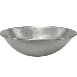 Clearance 17" Oval Wired Rim Vessel Hammered Copper Sink in Nickel Above Counter / Vessel Sinks