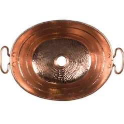 New Oval Bucket Vessel Hammered Copper Sink with Handles Above Counter / Vessel Sinks