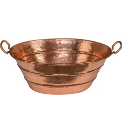 New Oval Bucket Vessel Hammered Copper Sink with Handles Above Counter / Vessel Sinks