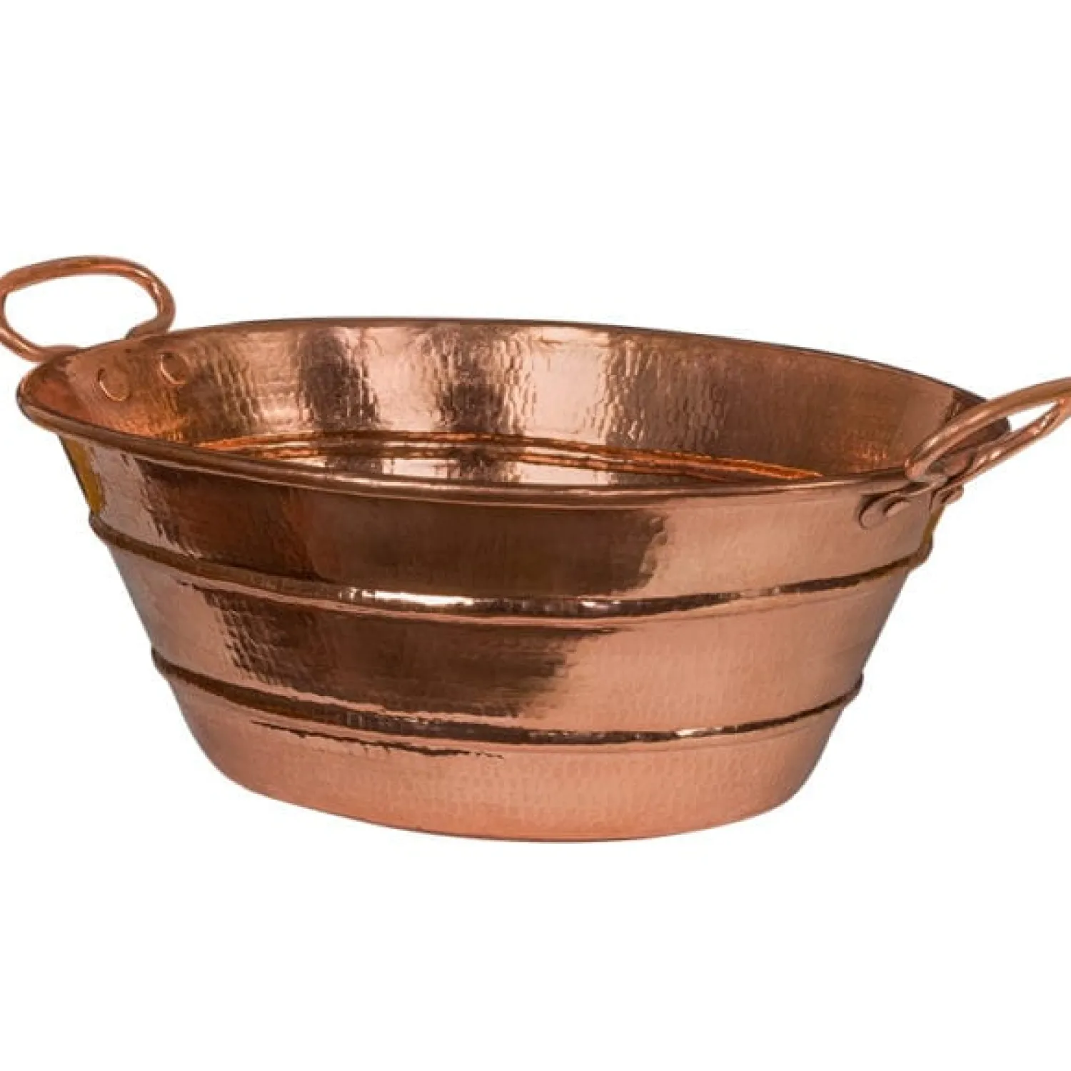 New Oval Bucket Vessel Hammered Copper Sink with Handles Above Counter / Vessel Sinks