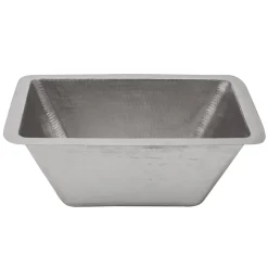 Outlet Rectangle Copper Prep Sink in Nickel with 3.5" Drain Size Bar / Prep Sinks