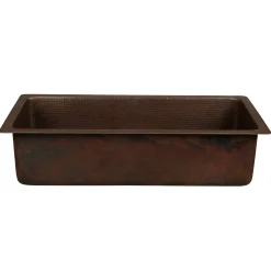 Discount 28" Rectangle Hammered Copper Bar/Prep Sink with 3.5" Drain Opening Bar / Prep Sinks