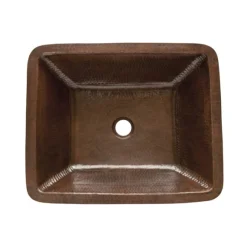 Online Rectangle Under Counter Hammered Copper Bathroom Sink Undermount