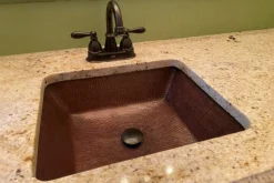 Online Rectangle Under Counter Hammered Copper Bathroom Sink Undermount