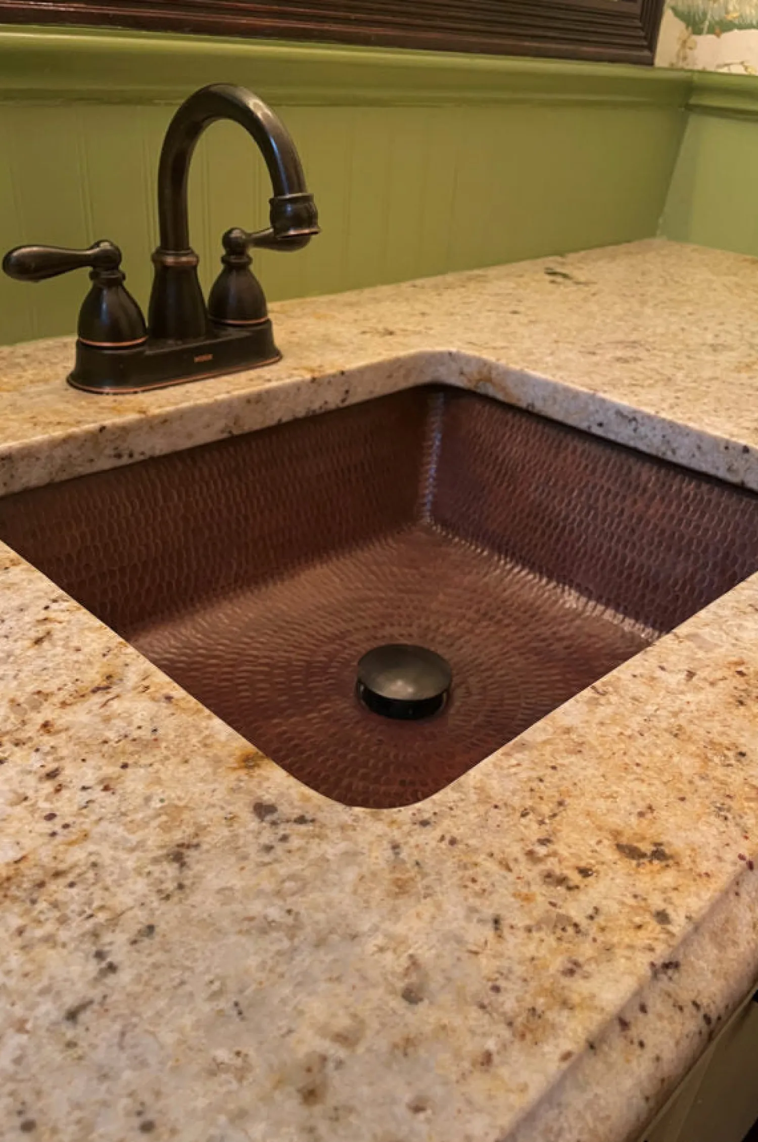 Online Rectangle Under Counter Hammered Copper Bathroom Sink Undermount