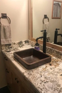 New 17" Rectangle Skirted Vessel Hammered Copper Sink Semi-Recessed Sinks|Above Counter / Vessel Sinks
