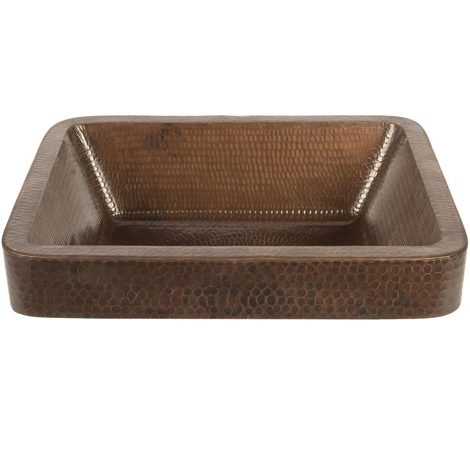 New 17" Rectangle Skirted Vessel Hammered Copper Sink Semi-Recessed Sinks|Above Counter / Vessel Sinks