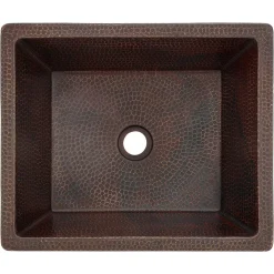 New 19" Rectangle Skirted Vessel Hammered Copper Sink Semi-Recessed Sinks