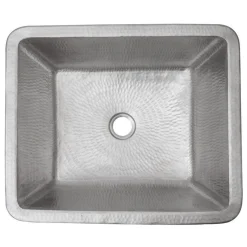 Discount 19" Rectangle Skirted Vessel Hammered Copper Sink in Nickel Semi-Recessed Sinks|Above Counter / Vessel Sinks
