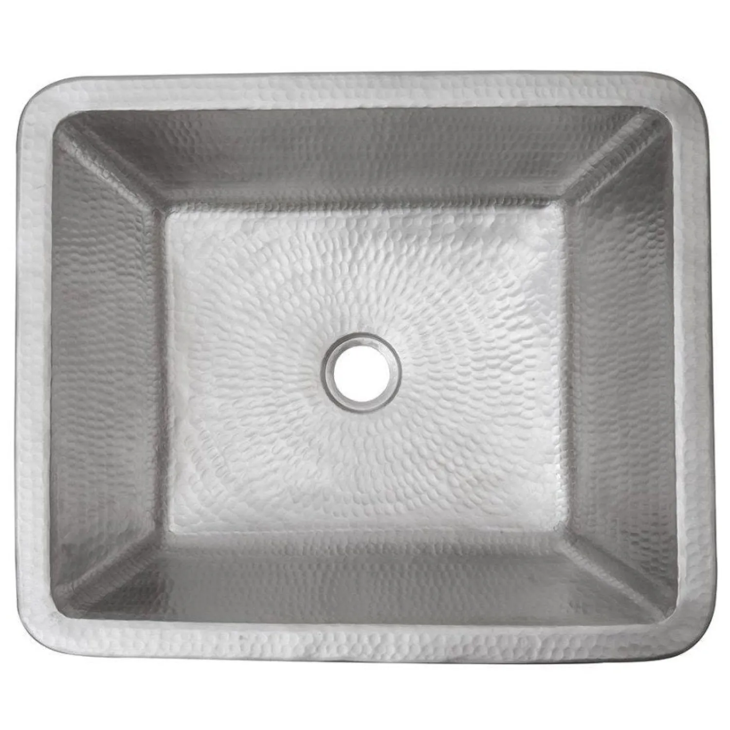 Discount 19" Rectangle Skirted Vessel Hammered Copper Sink in Nickel Semi-Recessed Sinks|Above Counter / Vessel Sinks