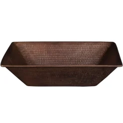 Hot 17" Rectangle Wired Rim Vessel Hammered Copper Sink Above Counter / Vessel Sinks