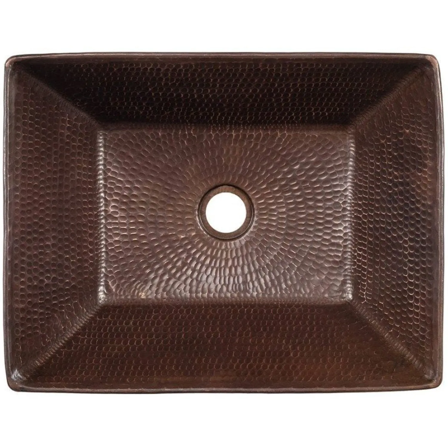 Hot 17" Rectangle Wired Rim Vessel Hammered Copper Sink Above Counter / Vessel Sinks