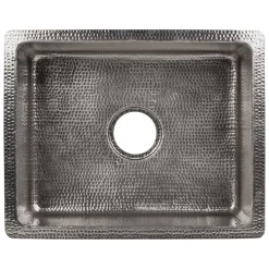 Sale 20" Rectangle Hammered Copper Kitchen/Bar/Prep Single Basin Sink in Nickel Sinks For Tight Spaces|Bar / Prep Sinks