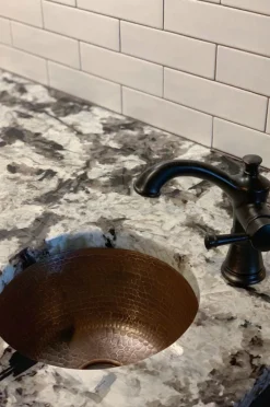 Outlet 12" Round Hammered Copper Bar Sink with 2" Drain Size Bar / Prep Sinks