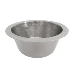 Online 12" Round Hammered Copper Bar Sink with 2" Drain Size in Nickel Bar / Prep Sinks