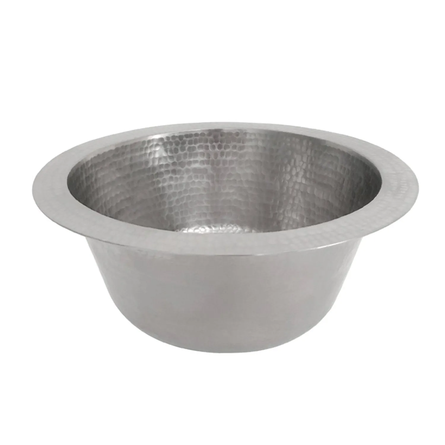 Online 12" Round Hammered Copper Bar Sink with 2" Drain Size in Nickel Bar / Prep Sinks