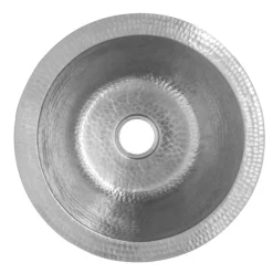 Online 12" Round Hammered Copper Bar Sink with 2" Drain Size in Nickel Bar / Prep Sinks