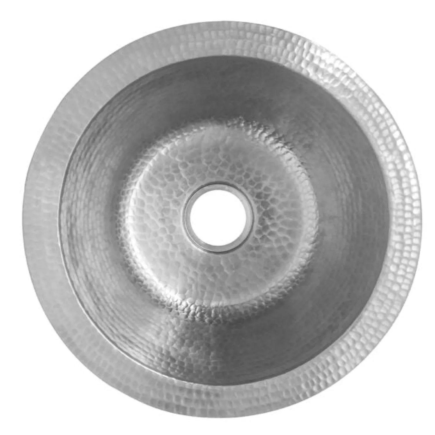 Online 12" Round Hammered Copper Bar Sink with 2" Drain Size in Nickel Bar / Prep Sinks