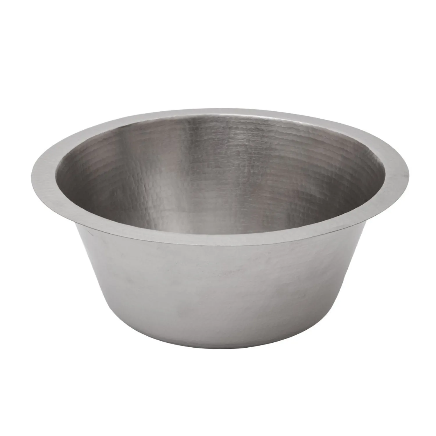 Clearance 16" Round Hammered Copper Prep Sink in Nickel with 3.5" Drain Size Bar / Prep Sinks