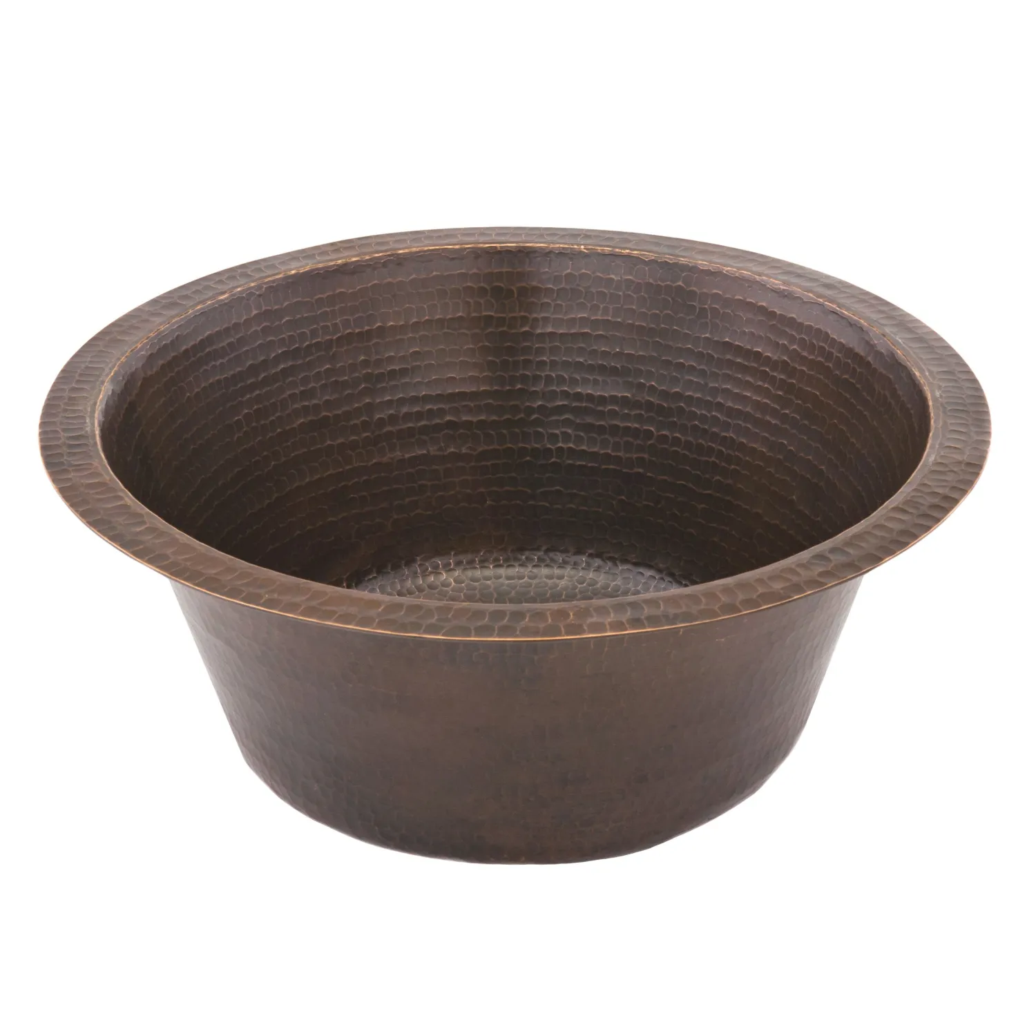 Clearance 16" Round Hammered Copper Prep Sink with 3.5" Drain Size Bar / Prep Sinks