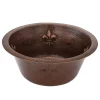 Outlet 16" Round Copper Bar Sink with Fleur De Lis and 2" Drain Size Bar / Prep Sinks
