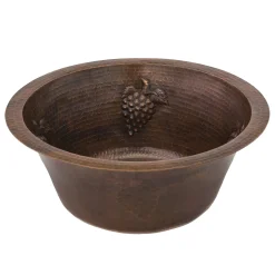 Online 16" Round Copper Prep Sink with Grapes and 3.5" Drain Size Bar / Prep Sinks
